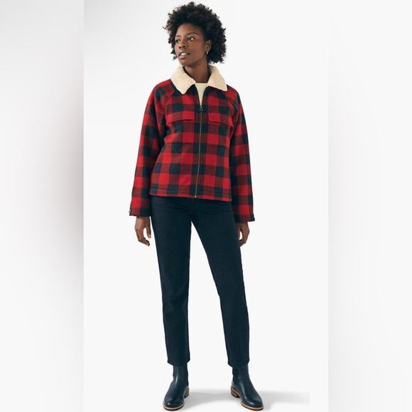 NWT New Faherty Legend High Pile Fleece Collar Crop Jacket Size XL - Picture 4 of 7